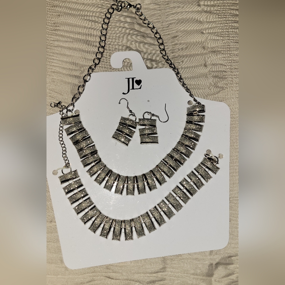 JL Coquet Silver Necklace and Earring Set